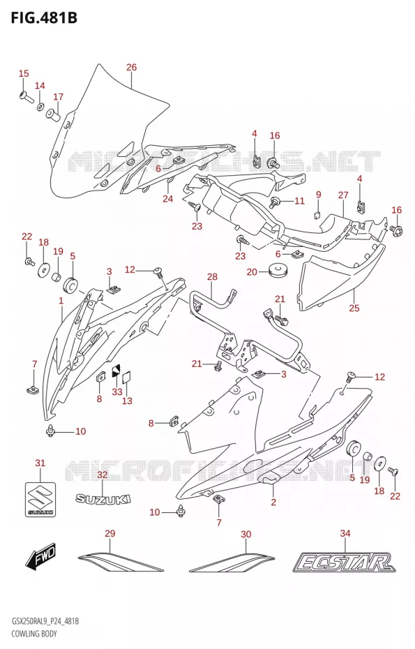 CARENAGES (GSX250RZA:L9:P24) Suzuki MOTO 250 GSX-R 2019  GSX250RA L9/GSX250RZA L9 P24