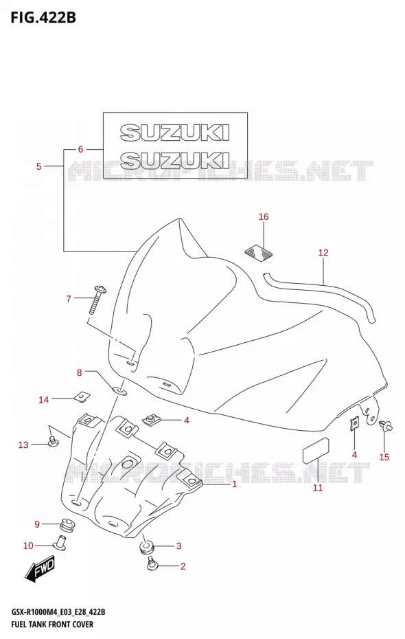 COUVRE RESERVOIR (GSX-R1000RZA:(E03,E28)) Suzuki MOTO 1000 GSX-R 2024  GSX-R1000A M4 E03 E28 E33