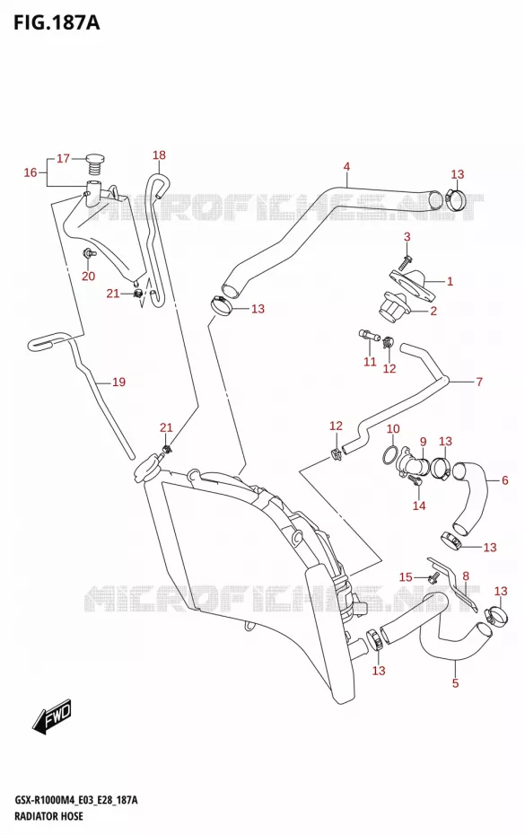 DURITES DE RADIATEUR - VASE D'EXPANSION Suzuki MOTO 1000 GSX-R 2024  GSX-R1000A M4 E03 E28 E33