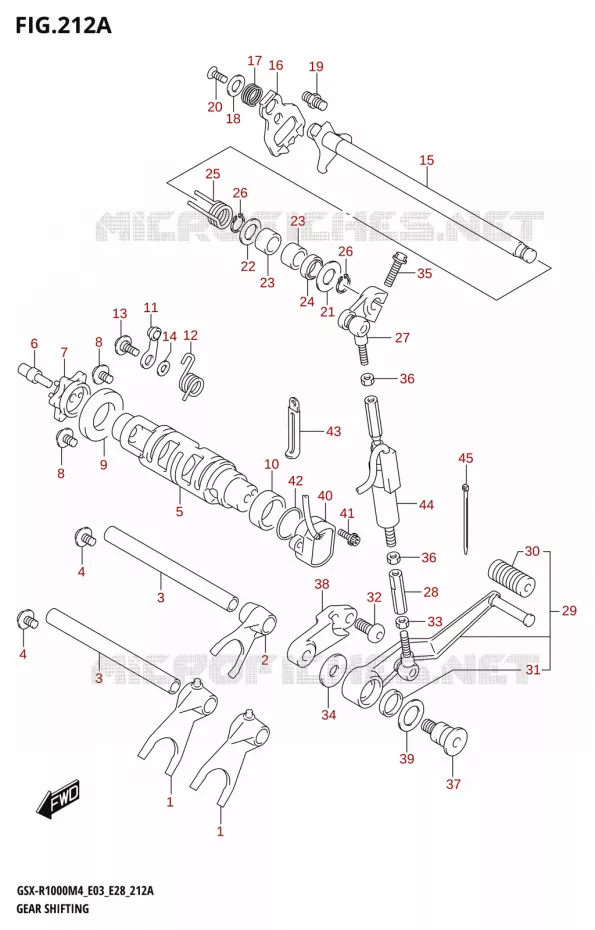 ENSEMBLE DE SELECTION DE VITESSES Suzuki MOTO 1000 GSX-R 2024  GSX-R1000A M4 E03 E28 E33