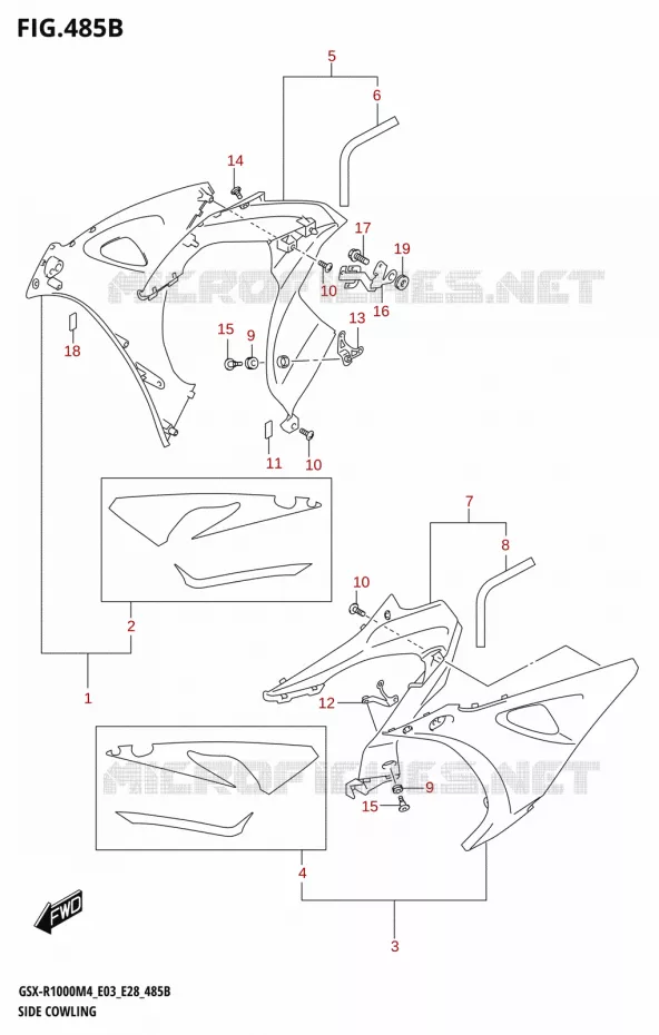 FLANCS DE CARENAGES (GSX-R1000RA) Suzuki MOTO 1000 GSX-R 2024  GSX-R1000A M4 E03 E28 E33