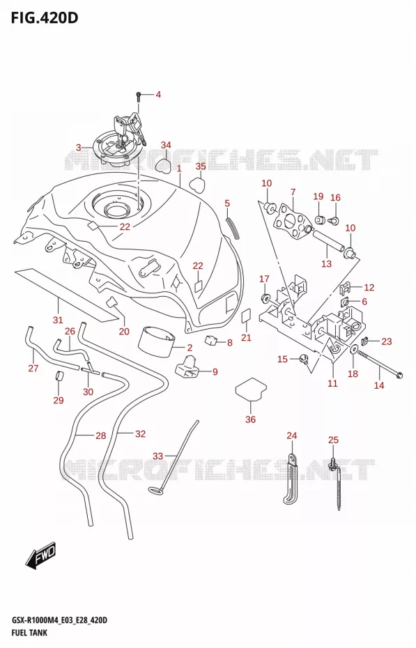 RESERVOIR D'ESSENCE (GSX-R1000RA:(E03,E28)) Suzuki MOTO 1000 GSX-R 2024  GSX-R1000A M4 E03 E28 E33