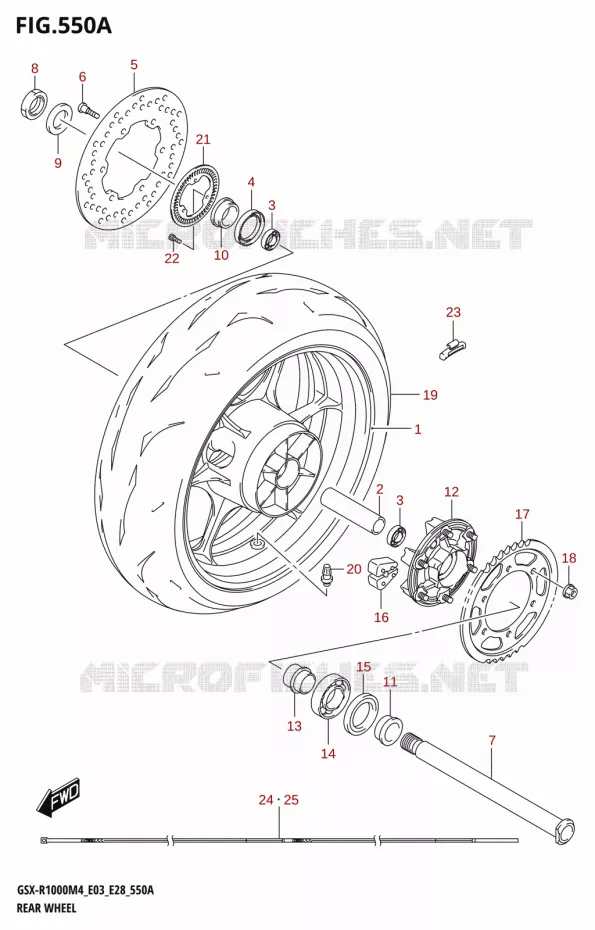 ROUE ARRIERE (GSX-R1000A) Suzuki MOTO 1000 GSX-R 2024  GSX-R1000A M4 E03 E28 E33