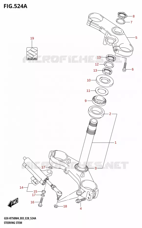 COLONNE DE DIRECTION Suzuki MOTO 750 GSX-R 2024  GSX-R750 M4 (E03,E28,E33)