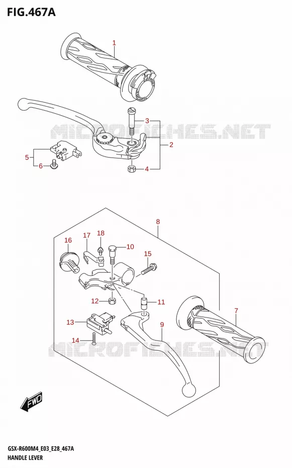 LEVIERS - POIGNEES Suzuki MOTO 600 GSX-R 2024  GSX-R600 M4 (E03,E28,E33)