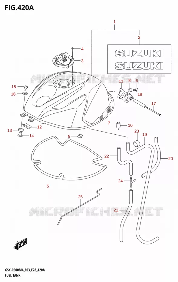 RESERVOIR D'ESSENCE (GSX-R600:(E03,E28)) Suzuki MOTO 600 GSX-R 2024  GSX-R600 M4 (E03,E28,E33)