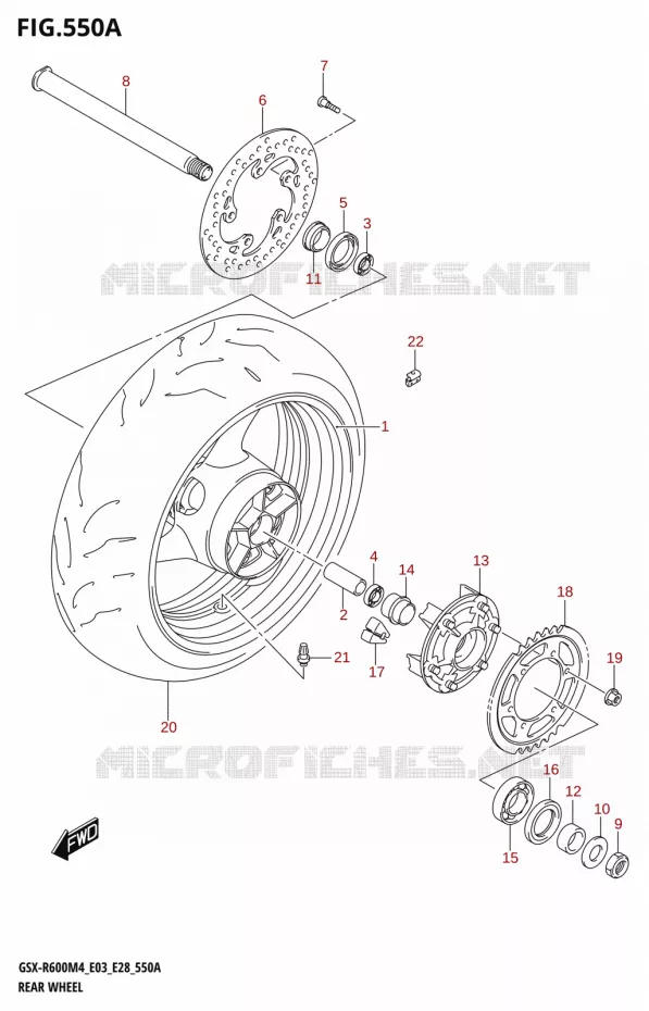 ROUE ARRIERE (GSX-R600Z) Suzuki MOTO 600 GSX-R 2024  GSX-R600 M4 (E03,E28,E33)