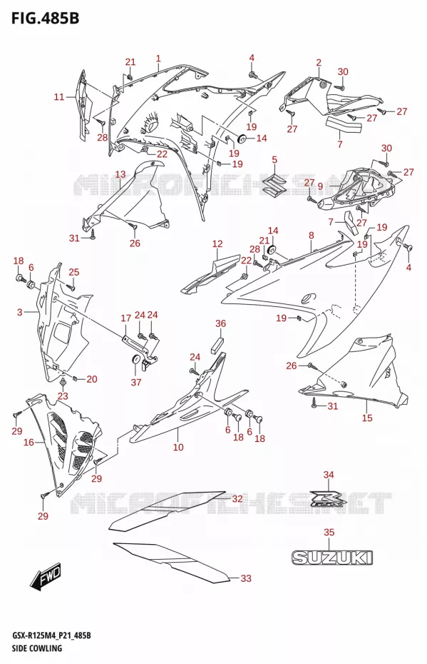 FLANCS DE CARENAGES (GSX-R125RLX) Suzuki MOTO 125 GSX-R 2024  GSX-R125RL 2024 M4 (P21)
