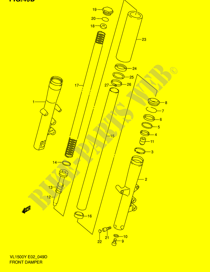 AMORTISSEUR AVANT (MODELE K2/K3/K4) pour Suzuki INTRUDER 1500 2002