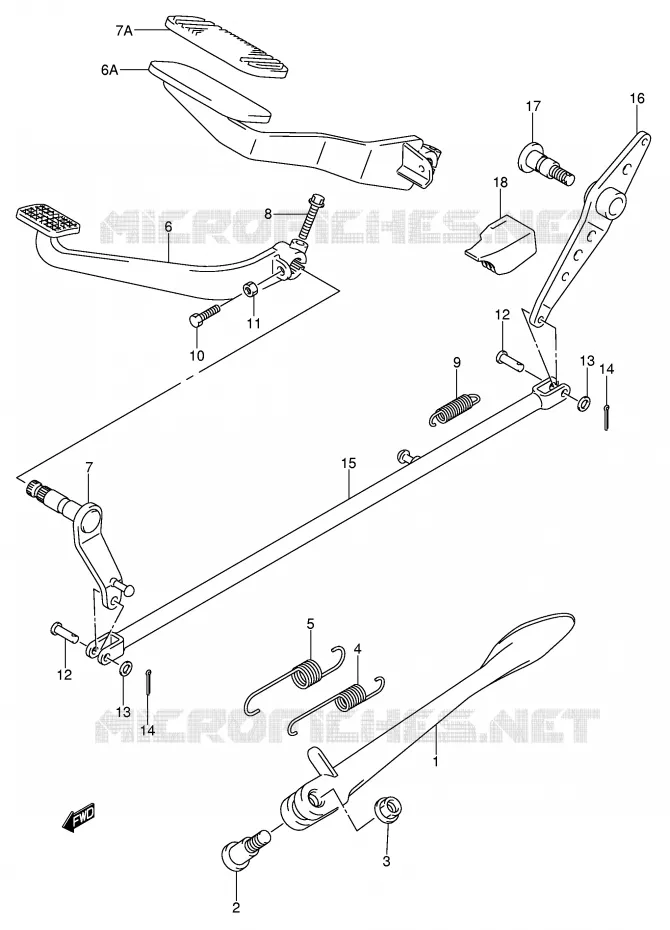 BEQUILLE - PEDALE DE FREIN ARRIERE Suzuki MOTO 800 VOLUSIA 2001  VL800K1(E2)