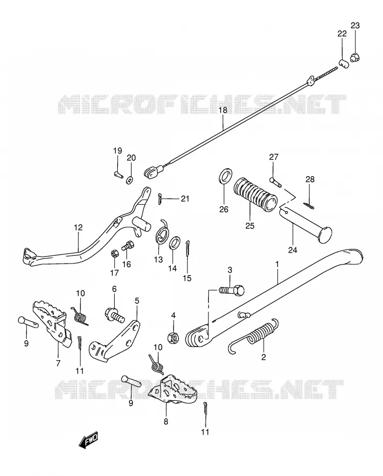 BEQUILLE - REPOSE PIED (MODELE E/G) Suzuki MOTO 50 TS-X 1988  TS50XKJ(E1)