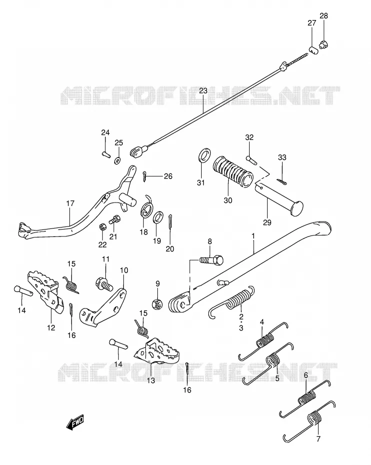 BEQUILLE - REPOSE PIED (MODELE H/J/M/R) Suzuki MOTO 50 TS-X 1991  TS50XKM(E1)