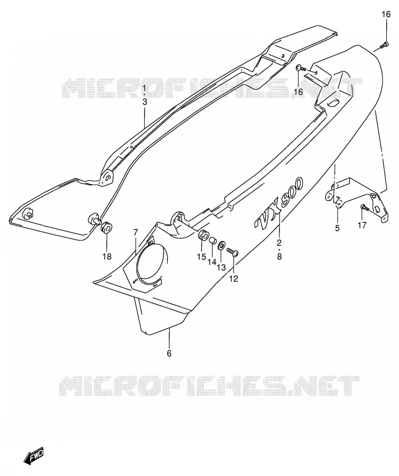 CARENAGES ARRIERE  (MODELE L/M) Suzuki MOTO 800 VX 1990  VX800UL(E4)