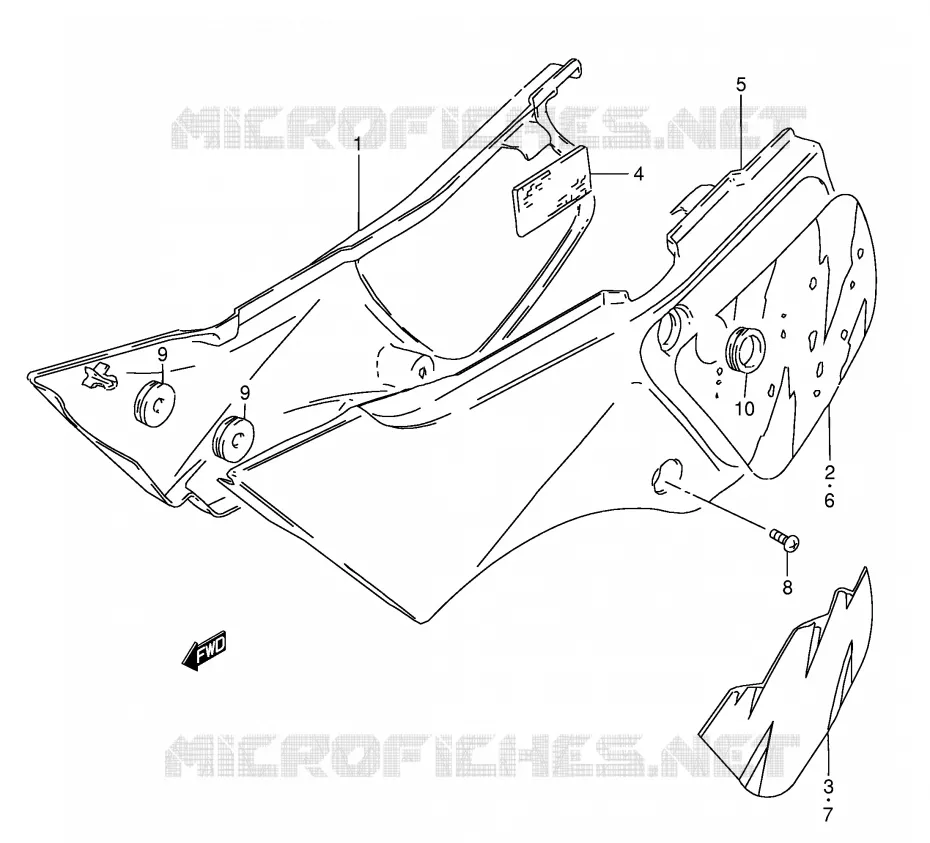 CARENAGES ARRIERE  (MODELE M/R) Suzuki MOTO 50 TS-X 1984  TS50XKE(E1)