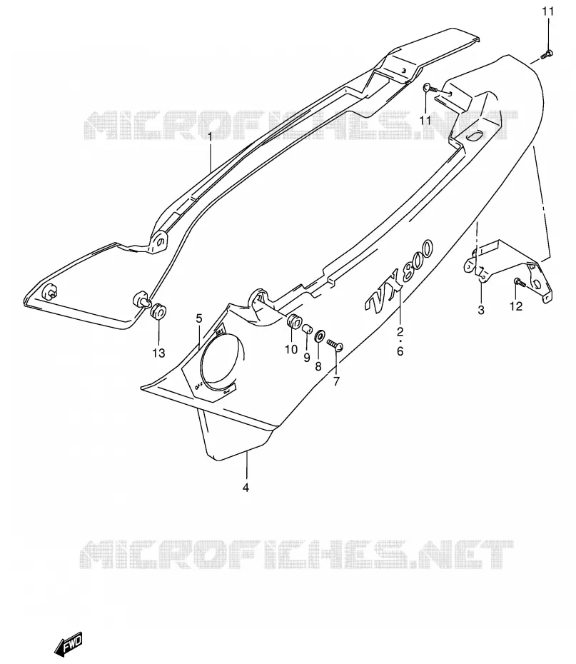 CARENAGES ARRIERE  (MODELE R/T) Suzuki MOTO 800 VX 1993  VX800UP(E4)