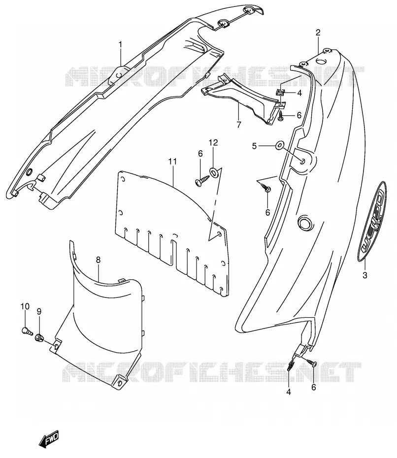 CARENAGES ARRIERE Suzuki SCOOTER 150 UE 2001  UE150CTK1(P19)