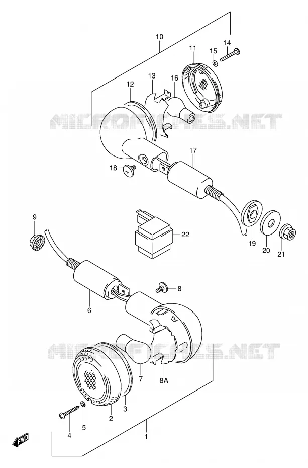 CLIGNOTANTS (MODELE T) Suzuki MOTO 800 VX 1990  VX800UL(E4)