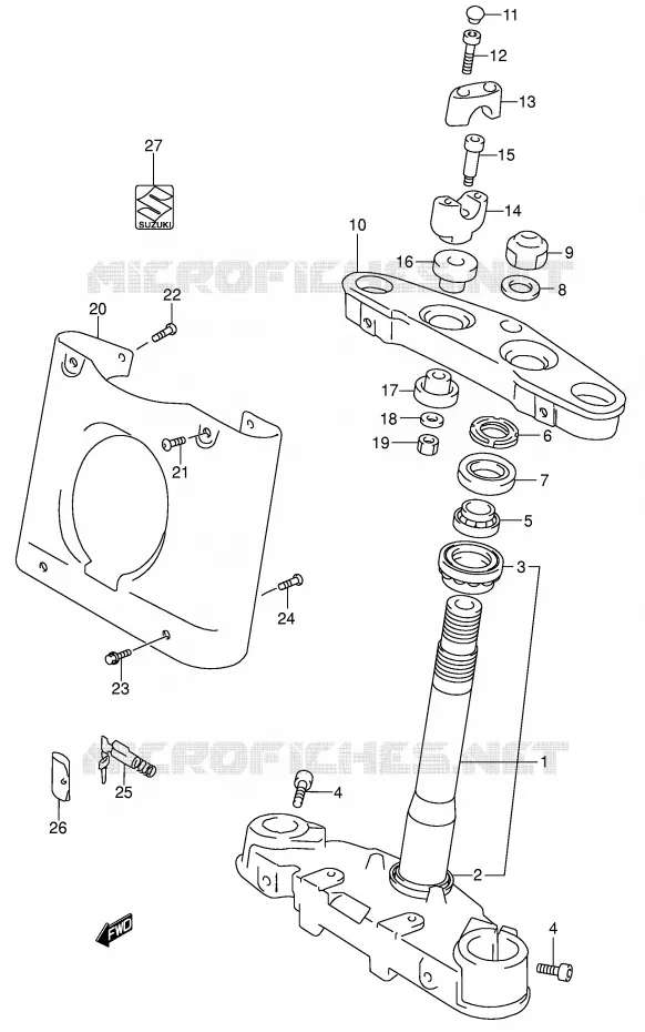 COLONNE DE DIRECTION (MODELE K1/K2/K3/K4) Suzuki MOTO 1500 INTRUDER 2014  VL1500K3(E2)