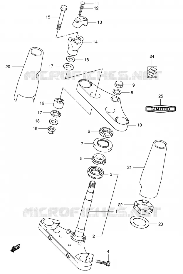 COLONNE DE DIRECTION (MODELE K1/K2/K3/K4) Suzuki MOTO 800 VOLUSIA 2004  VL800ZK4(E2)