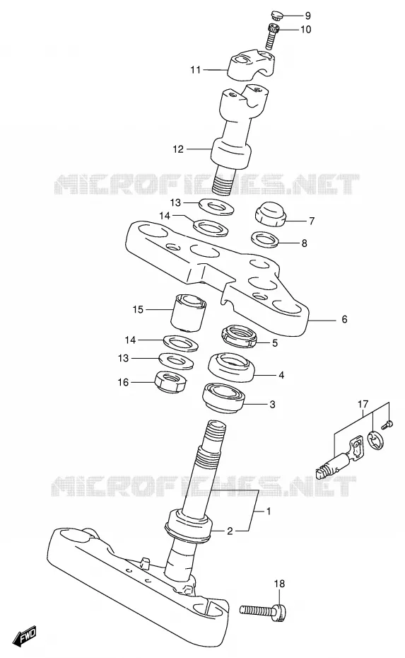COLONNE DE DIRECTION (MODELE T/V) Suzuki MOTO 800 INTRUDER 1993  VS800GLP(E28)