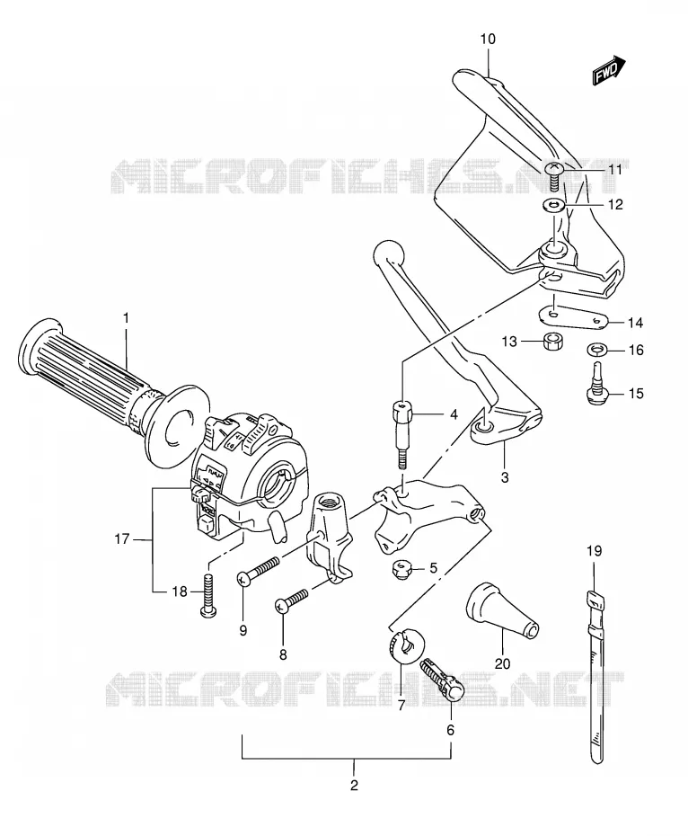 ENSEMBLE LEVIER - POIGNEE GAUCHE (MODELE R P9) Suzuki MOTO 125 TS-ER 1982  TS125ERZ(E1)
