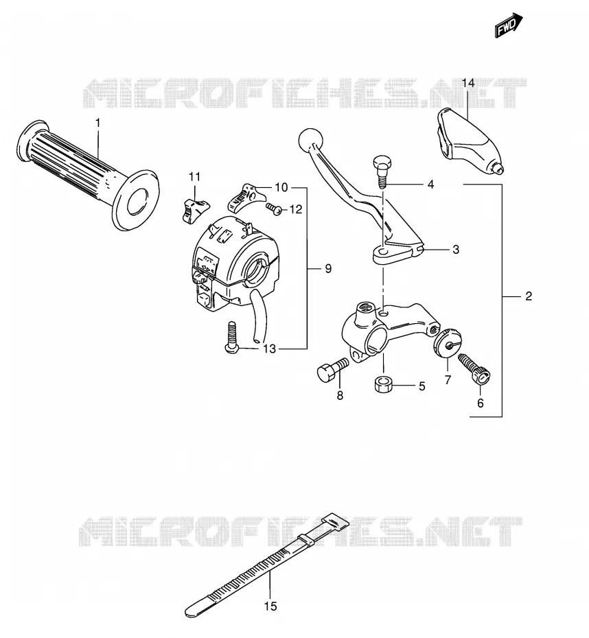 ENSEMBLE LEVIER - POIGNEE GAUCHE Suzuki MOTO 125 TS-ER 1990  TS125ERL(E1)
