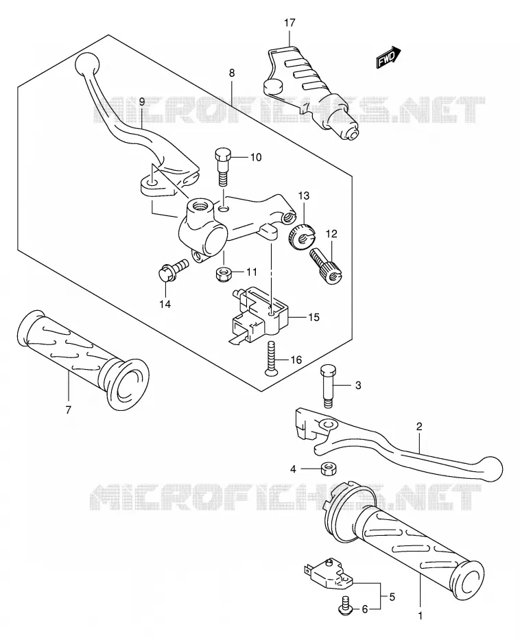 ENSEMBLE LEVIERS - POIGNEES Suzuki MOTO 125 INTRUDER 2003  VL125LK3(E2)