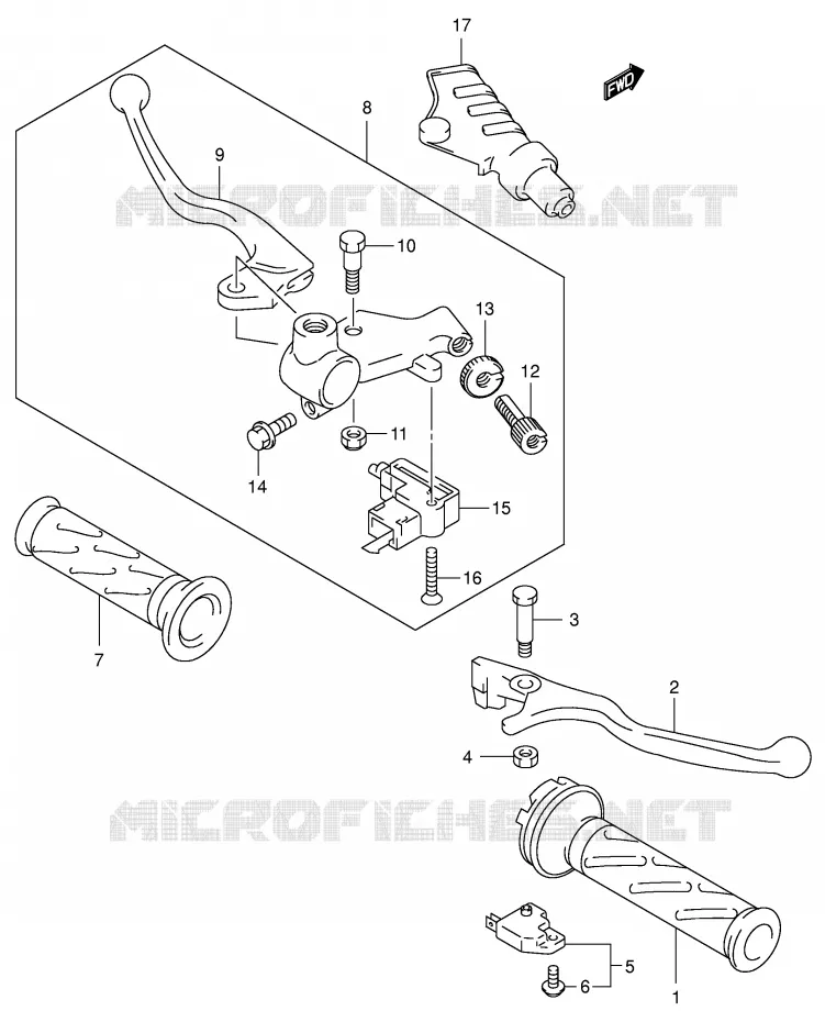 ENSEMBLE LEVIERS - POIGNEES Suzuki MOTO 125 INTRUDER 2005  VL125K5(E2)