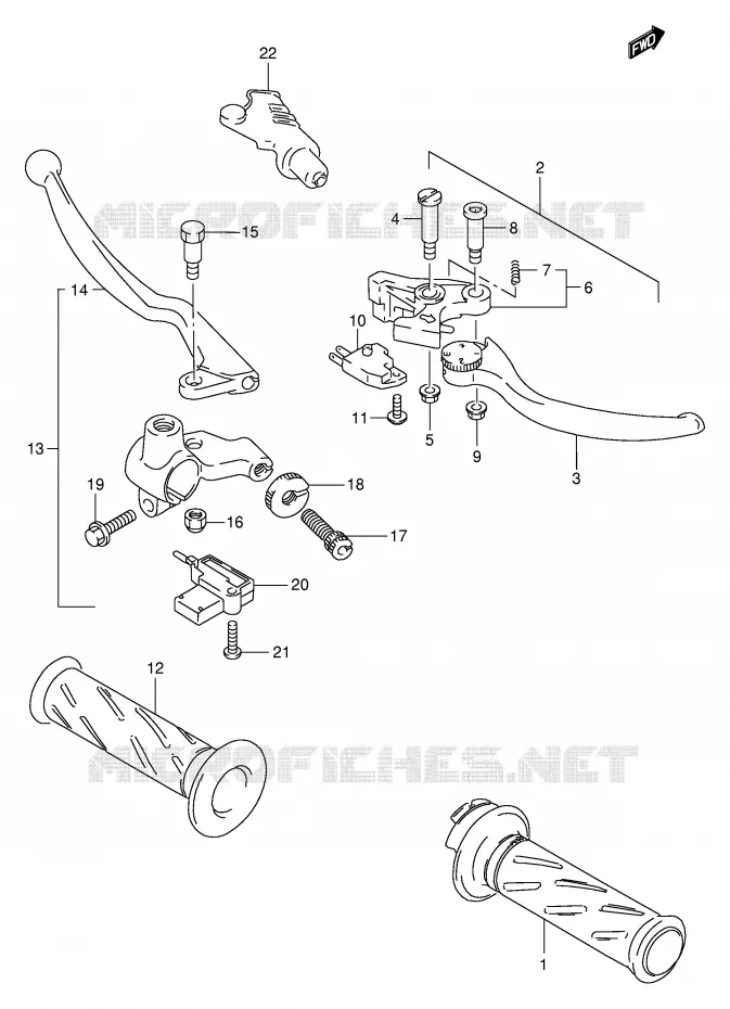 ENSEMBLE LEVIERS - POIGNEES Suzuki MOTO 250 TU 1999  TU250XX(E2)