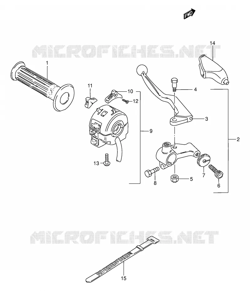 ENSEMBLE POIGNEE GAUCHE Suzuki MOTO 50 TS-W 1984  TS50WE(E6)