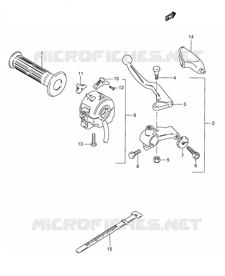 ENSEMBLE POIGNEE GAUCHE Suzuki MOTO 50 TS-X 1987  TS50XKH(E1)