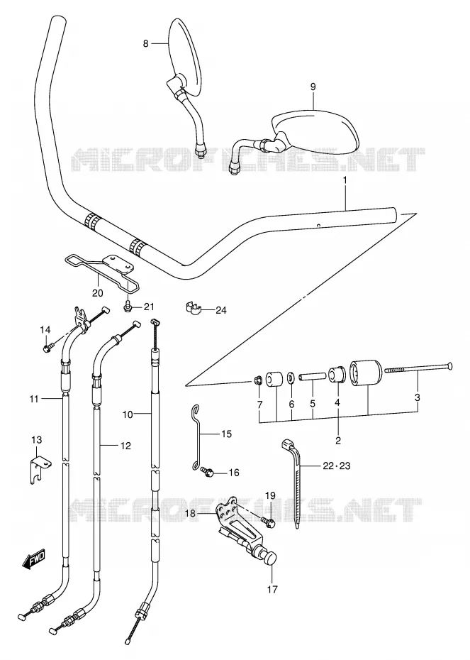 GUIDON (MODELE K1/K2/K3/K4) Suzuki MOTO 800 VOLUSIA 2005  VL800ZK5(E2)