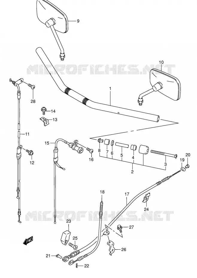 GUIDON (MODELE K5) Suzuki MOTO 800 INTRUDER 2001  VS800GLK1(E3/E28)