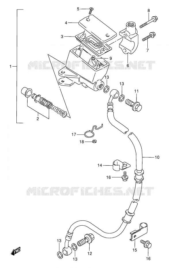 MAITRE CYLINDRE AVANT (MODELE L/M/N) Suzuki MOTO 800 VX 1993  VX800P(E4)
