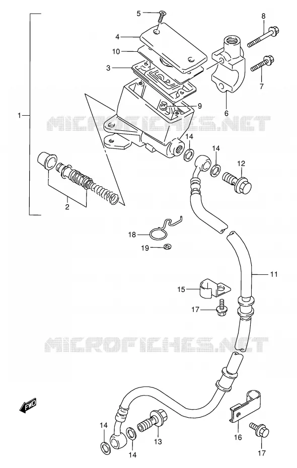 MAITRE CYLINDRE AVANT (MODELE P/R/T) Suzuki MOTO 800 VX 1996  VX800T(E4)