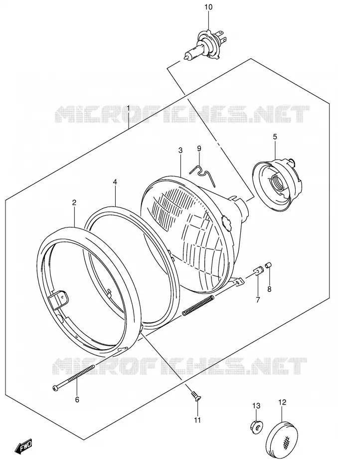 PHARE (MODELE K1/K2/K3/K4 E24) Suzuki MOTO 800 VOLUSIA 2004  VL800ZK4(E2)