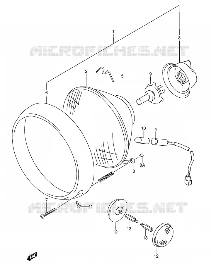 PHARE (MODELE K1/K2/K3/K4 E2,E19,E24,P37) Suzuki MOTO 1500 INTRUDER 2002  VL1500K2(E2)