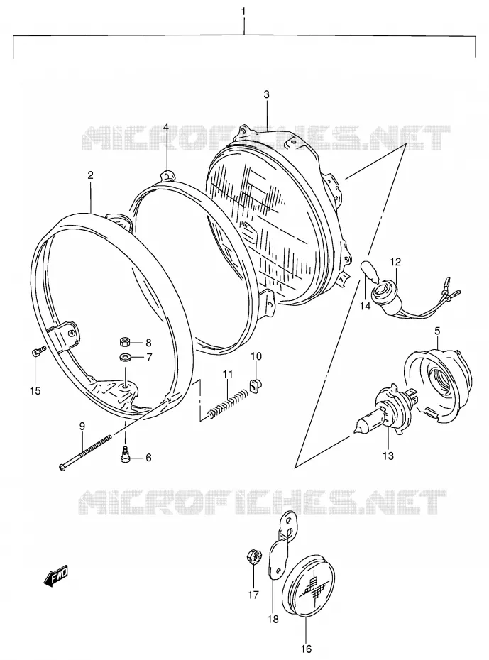 PHARE (MODELE P/R EXCEPT E2,E24) Suzuki MOTO 800 VX 1994  VX800R(E4)