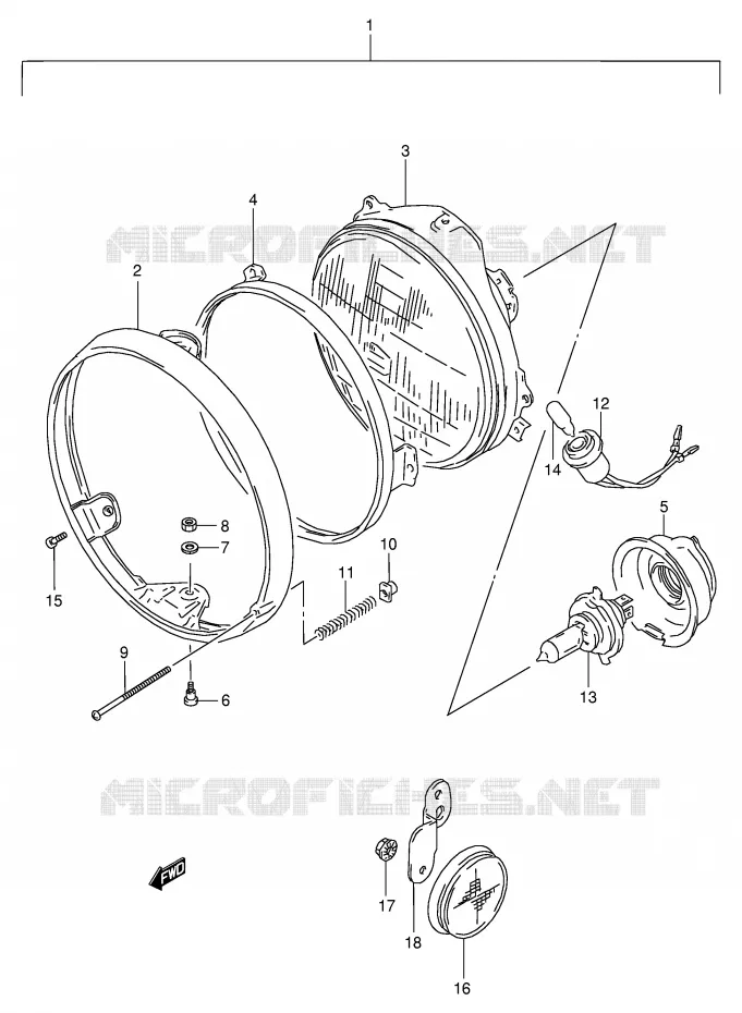 PHARE (MODELE T) Suzuki MOTO 800 VX 1993  VX800UP(E4)