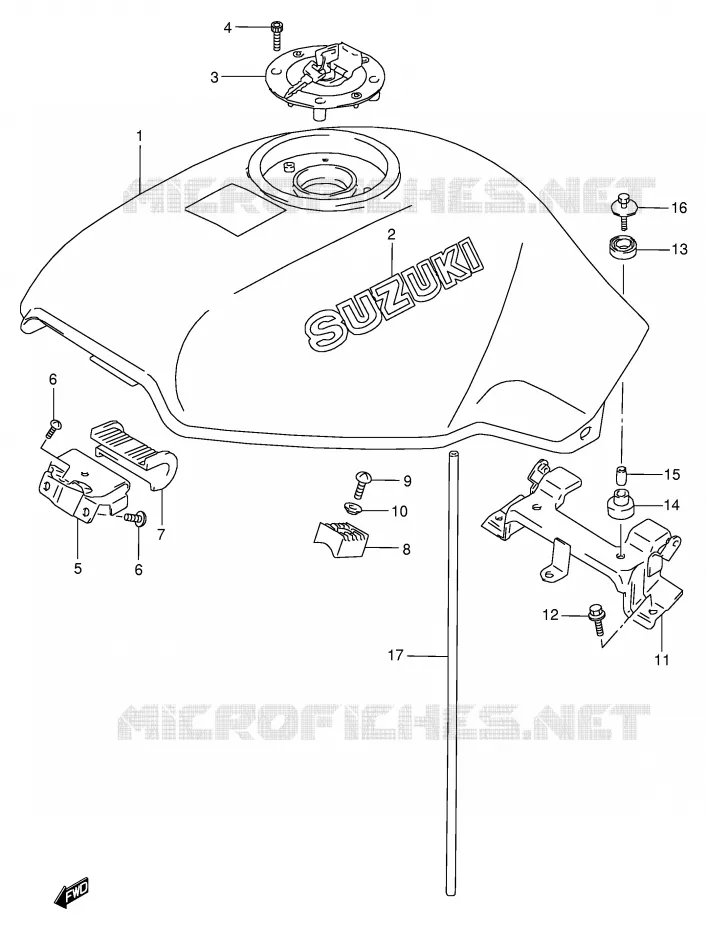 RESERVOIR D'ESSENCE (MODELE L/M/N/P) Suzuki MOTO 800 VX 1992  VX800N(E4)