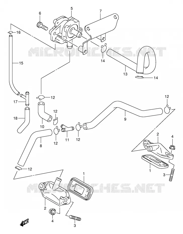 SYSTEME RECYCLAGE GAZ ECHAPPEMENT (MODELE Y E18/K1 E18/K2/K3/K4) Suzuki MOTO 125 INTRUDER 2003  VL125K3(E2)