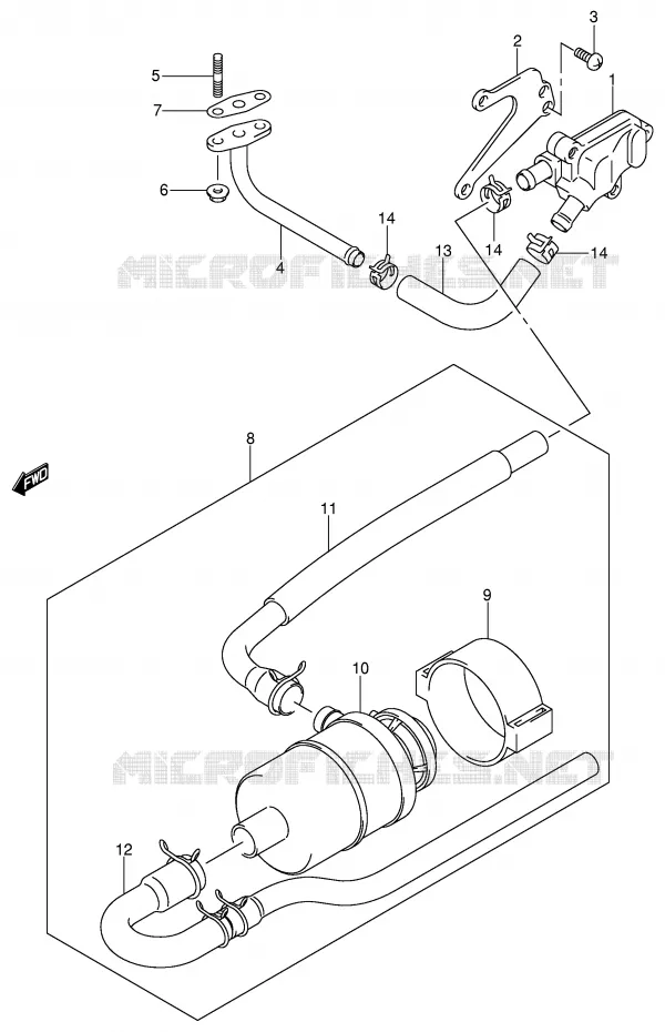 SYSTEME RECYCLAGE GAZ ECHAPPEMENT Suzuki SCOOTER 150 UE 2001  UE150CTK1(P19)