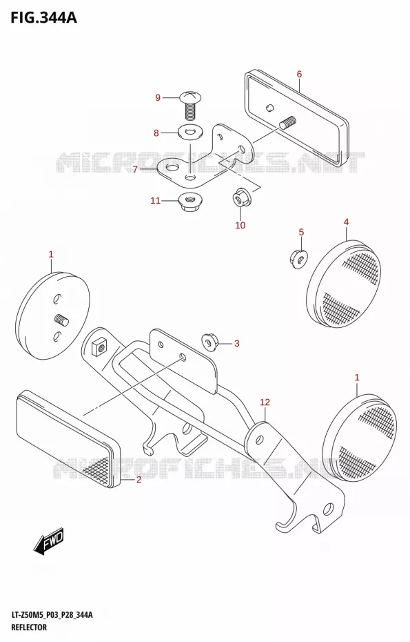 REFLECTEUR (P03) Suzuki QUAD 50 QUADSPORT 2025  LT-Z50 2025 M5