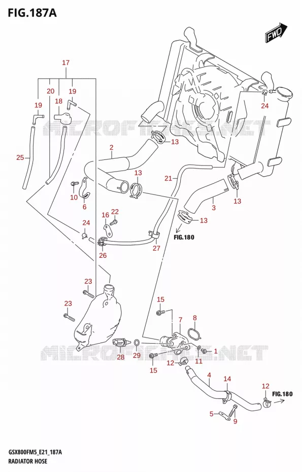 DURITES DE RADIATEUR - VASE D'EXPANSION Suzuki MOTO 800 GSX 2025  GSX800FRQ 2025 M5 (E21)