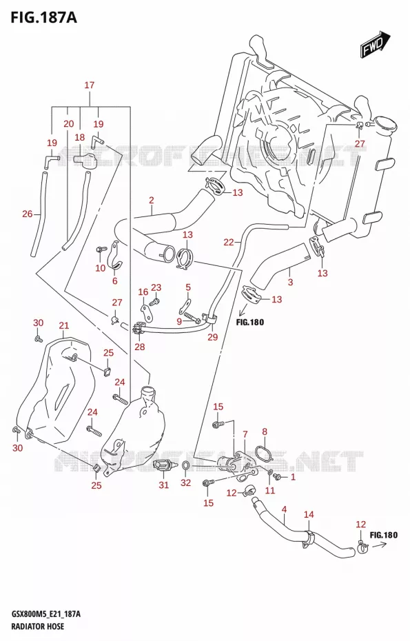 DURITES DE RADIATEUR - VASE D'EXPANSION Suzuki MOTO 800 GSX 2025  GSX800UQM5 E21 2025 M5 (E21)
