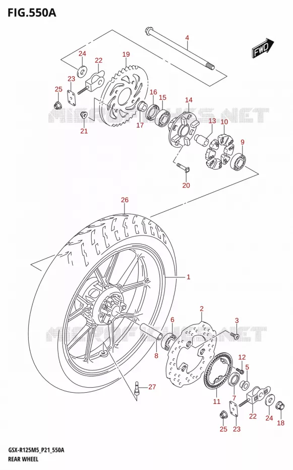 ROUE ARRIERE Suzuki MOTO 125 GSX-R 2025  GSX-R125RL 2025 M5 (P21)