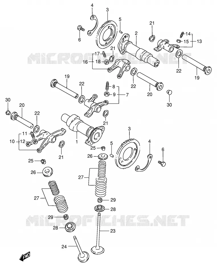 ARBRE A CAMES - SOUPAPES Suzuki MOTO 800 INTRUDER 1992  VS800GLN(E2)