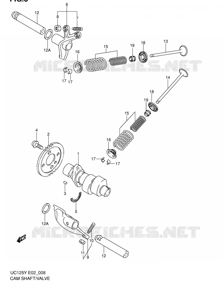 ARBRE A CAMES - SOUPAPES Suzuki SCOOTER 125 EPICURO 2000  UC125Y(E2)