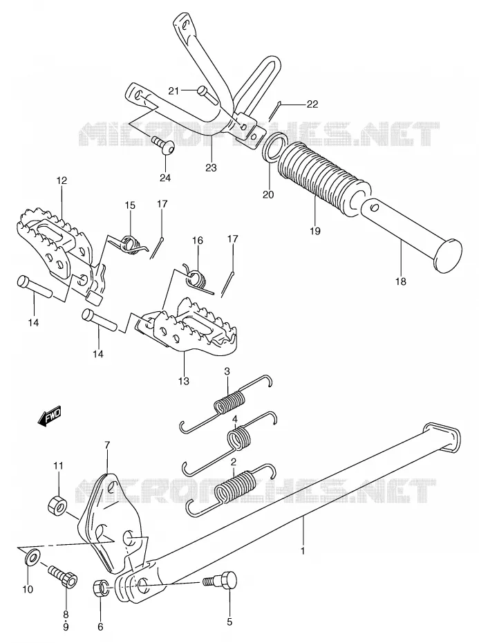 BEQUILLE - REPOSE PIED (MODELE R) Suzuki MOTO 125 TS-R 1991  TS125RM(E2)