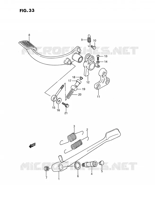 BEQUILLE LATERALE - PEDALE DE FREIN ARRIERE Suzuki MOTO 1400 INTRUDER 1990  VS1400GLFL(E2)